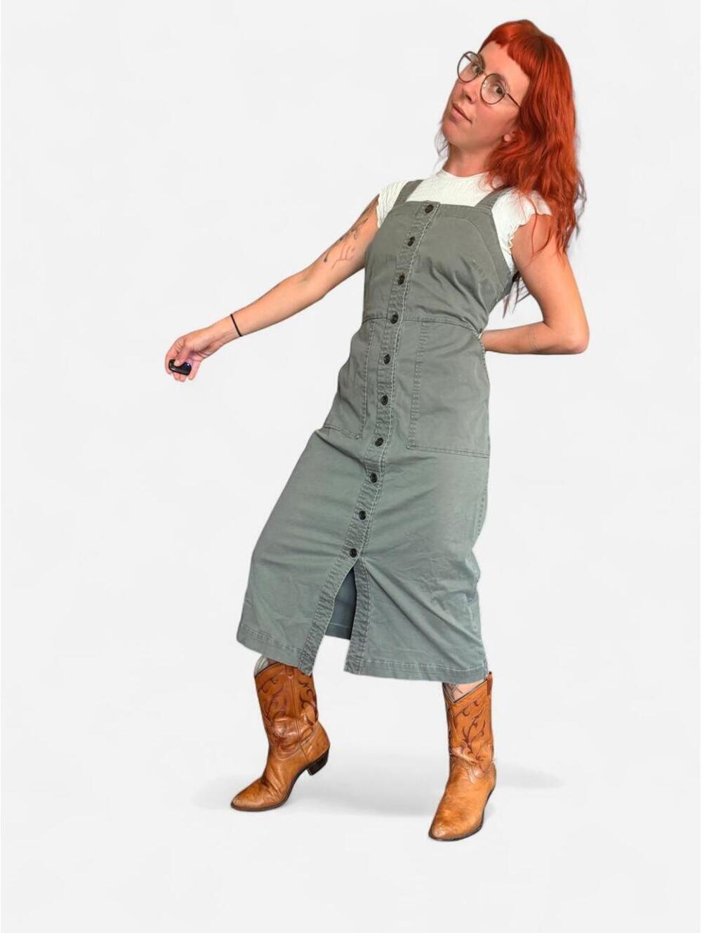 Universal Thread Women's Green and Khaki Dungarees-overall
